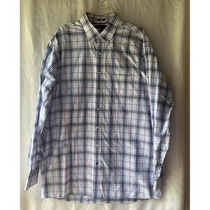 Tommy Hilfiger Blue White Plaid Dress Shirt Men's Tall 17‎ 35-36